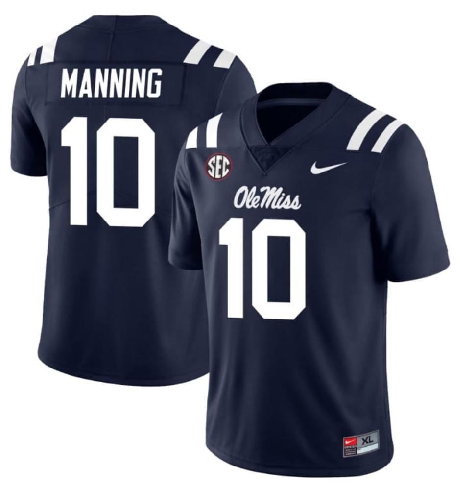 Mens Ole Miss Rebels Eli Manning Jersey 10 College Navy