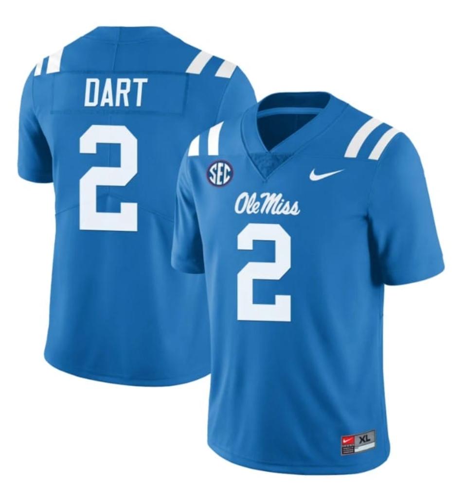 Mens Ole Miss Rebels Jaxson Dart Jersey 2 College Light Blue34zzbotcsj_21