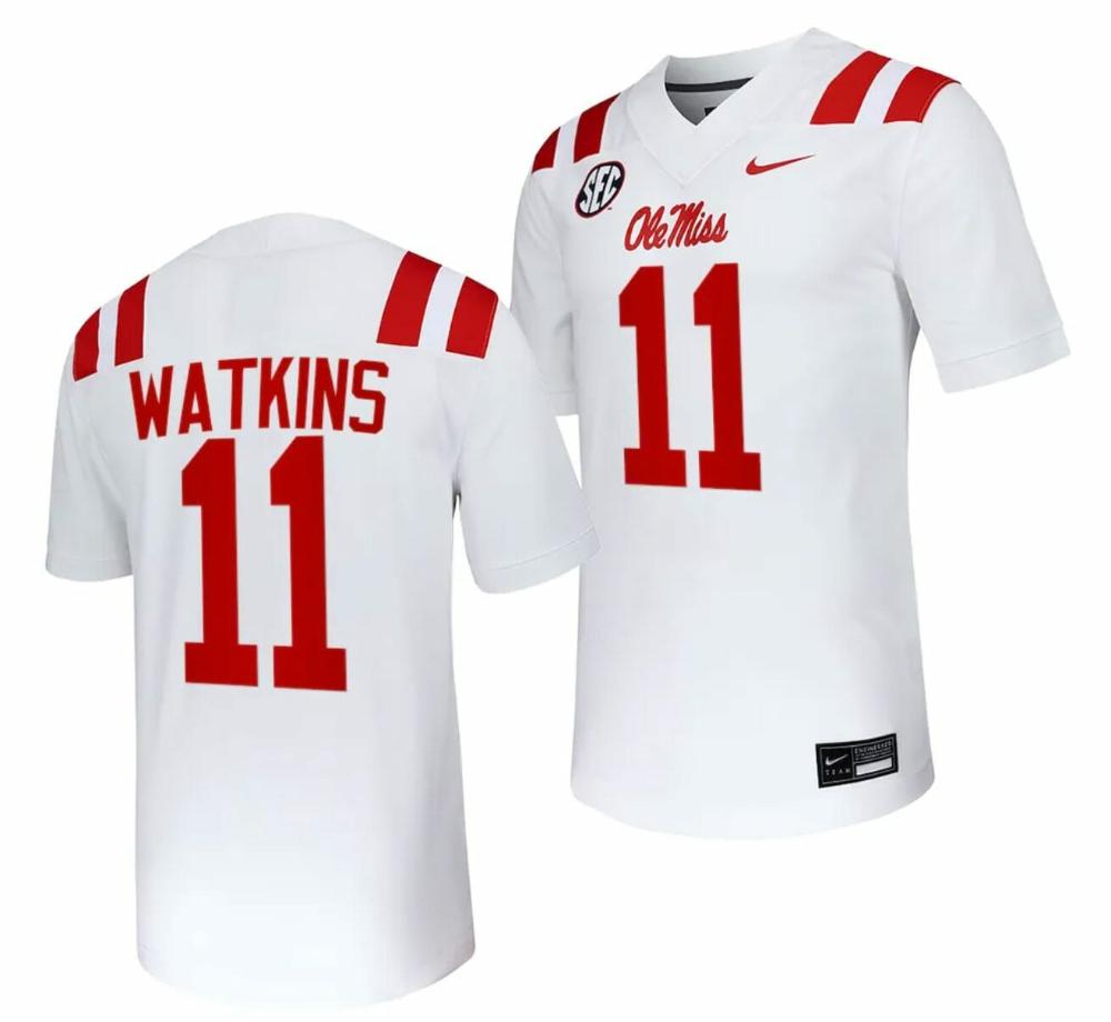 Mens Ole Miss Rebels Jordan Watkins Jersey 11 Untouchable College 2023 White