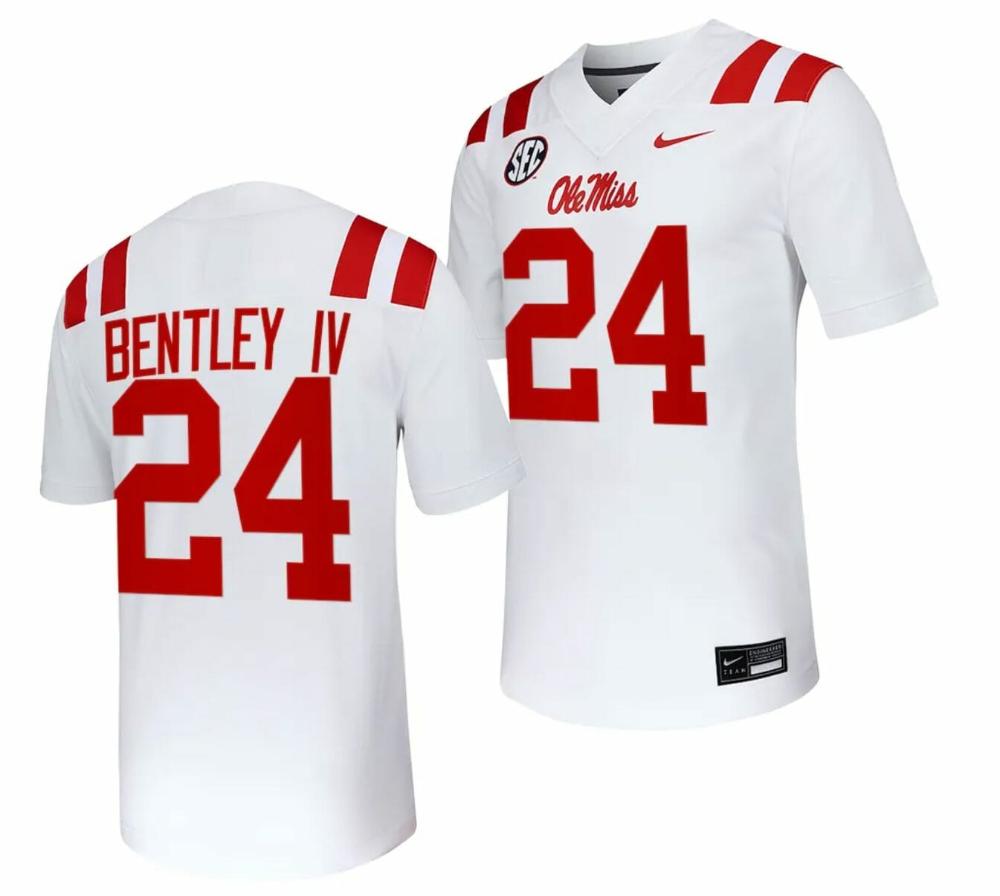 Mens Ole Miss Rebels Ulysses Bentley Iv Jersey 24 Untouchable College 2023 Wh