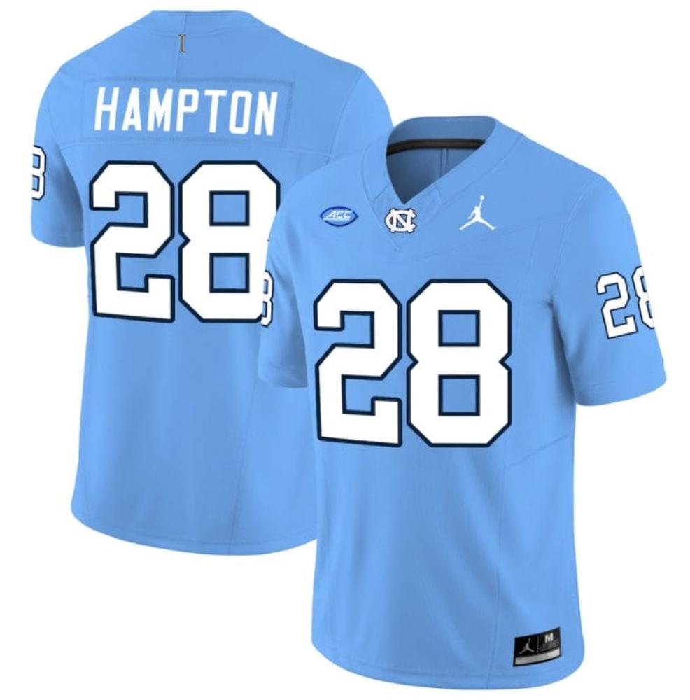 Mens Omarion Hampton Jersey 28 North Carolina Tar Heels Collegeblue