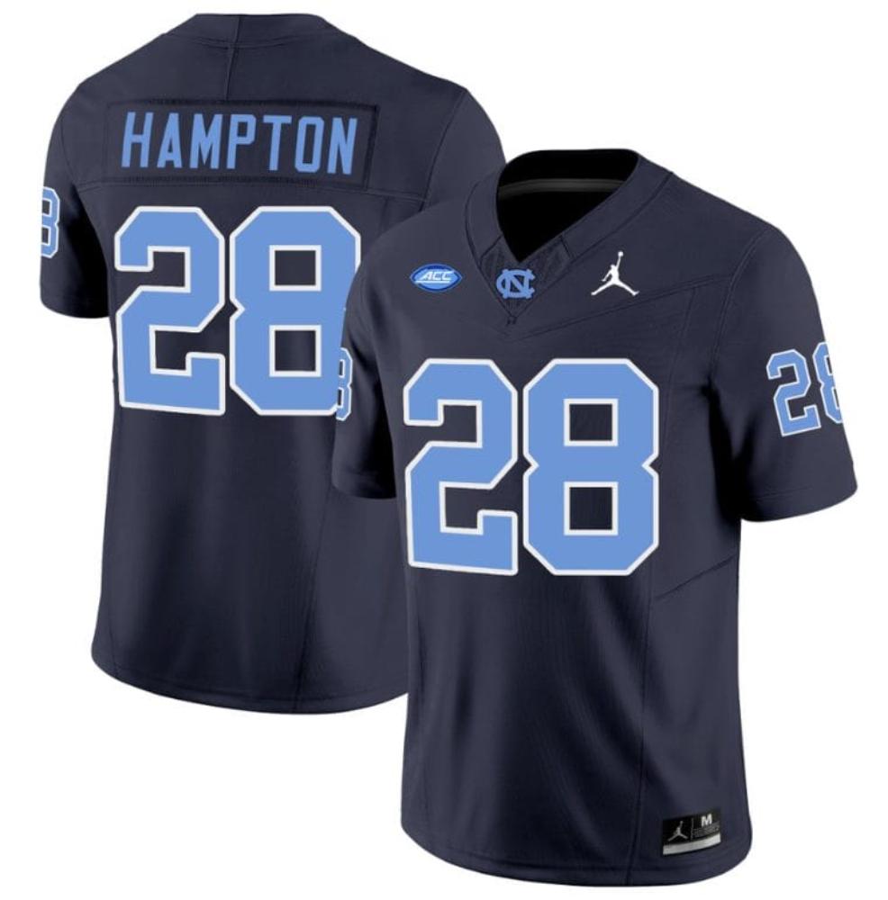 Mens Omarion Hampton Jersey 28 North Carolina Tar Heels Collegenavy