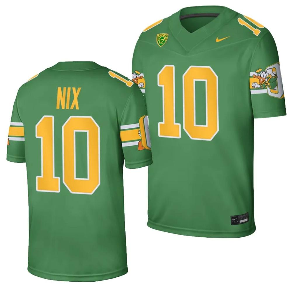 Mens Oregon Ducks Bo Nix Jersey 10 Football Game College Green 2023 24