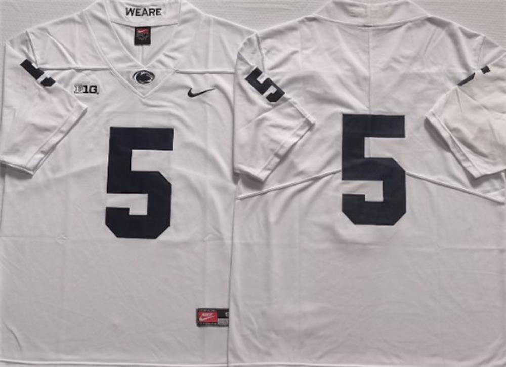 Mens Penn State Nittany Lions 5 White Stitched College Football Jersey
