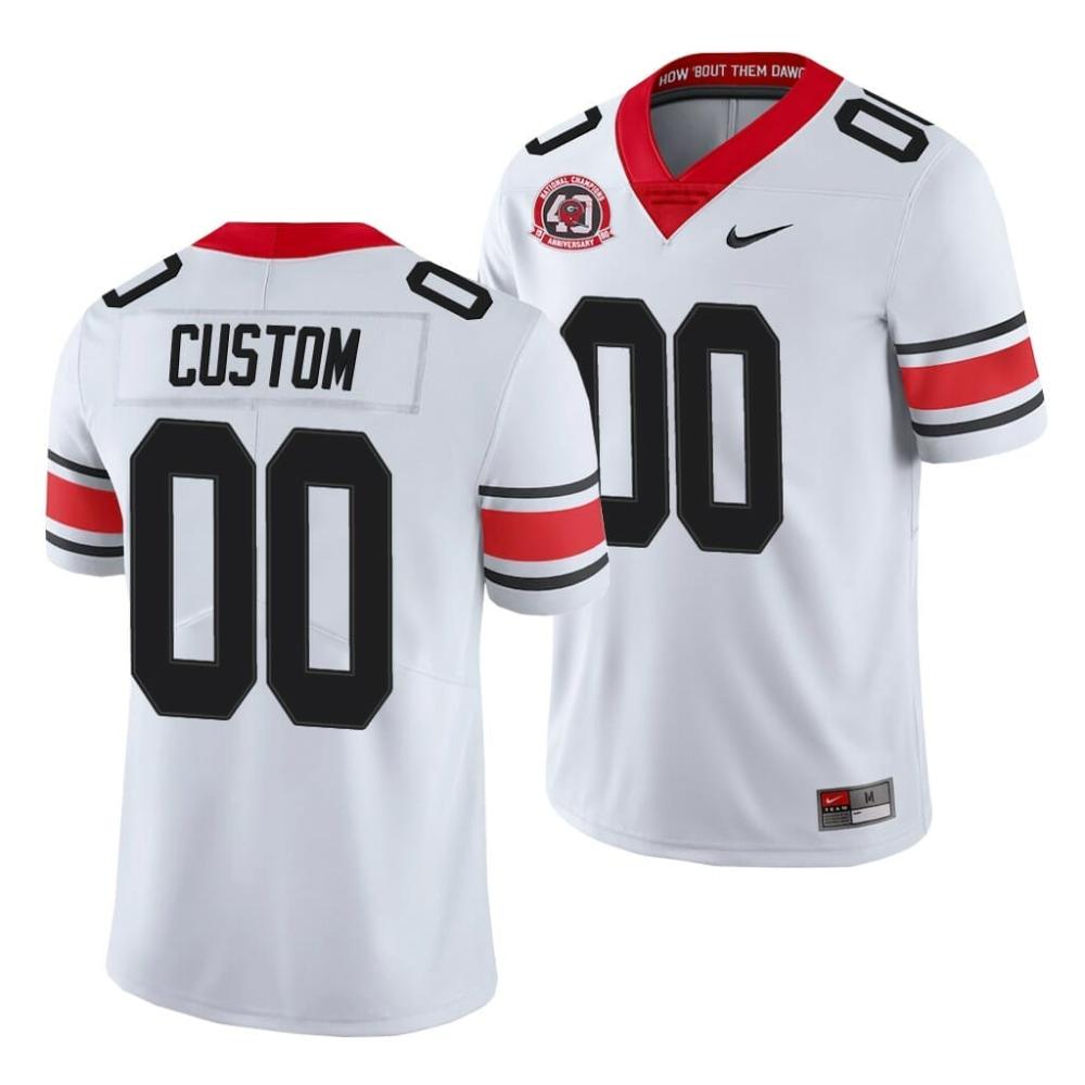 Mens Personalized Uga Jersey White College Football 40th Anniversary Alternate