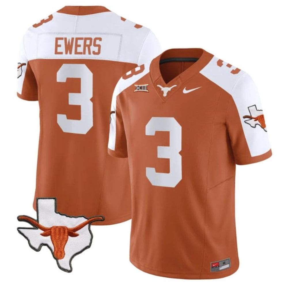 Mens Quinn Ewers Jersey 3 Texas Longhorn Vapor Limited College Alternate