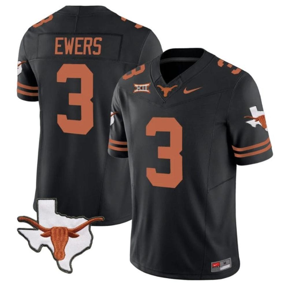 Mens Quinn Ewers Jersey 3 Texas Longhorn Vapor Limited College Black