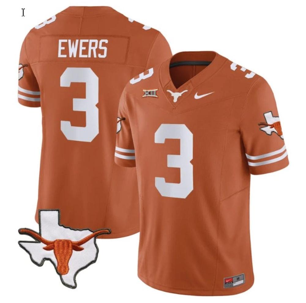 Mens Quinn Ewers Jersey 3 Texas Longhorn Vapor Limited College Texas Orange