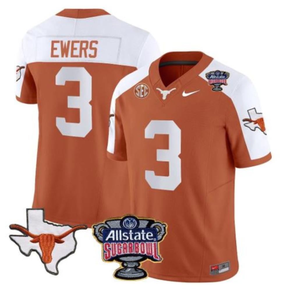 Mens Quinn Ewers Jersey 3 Texas Longhorns Football Orange Alternate