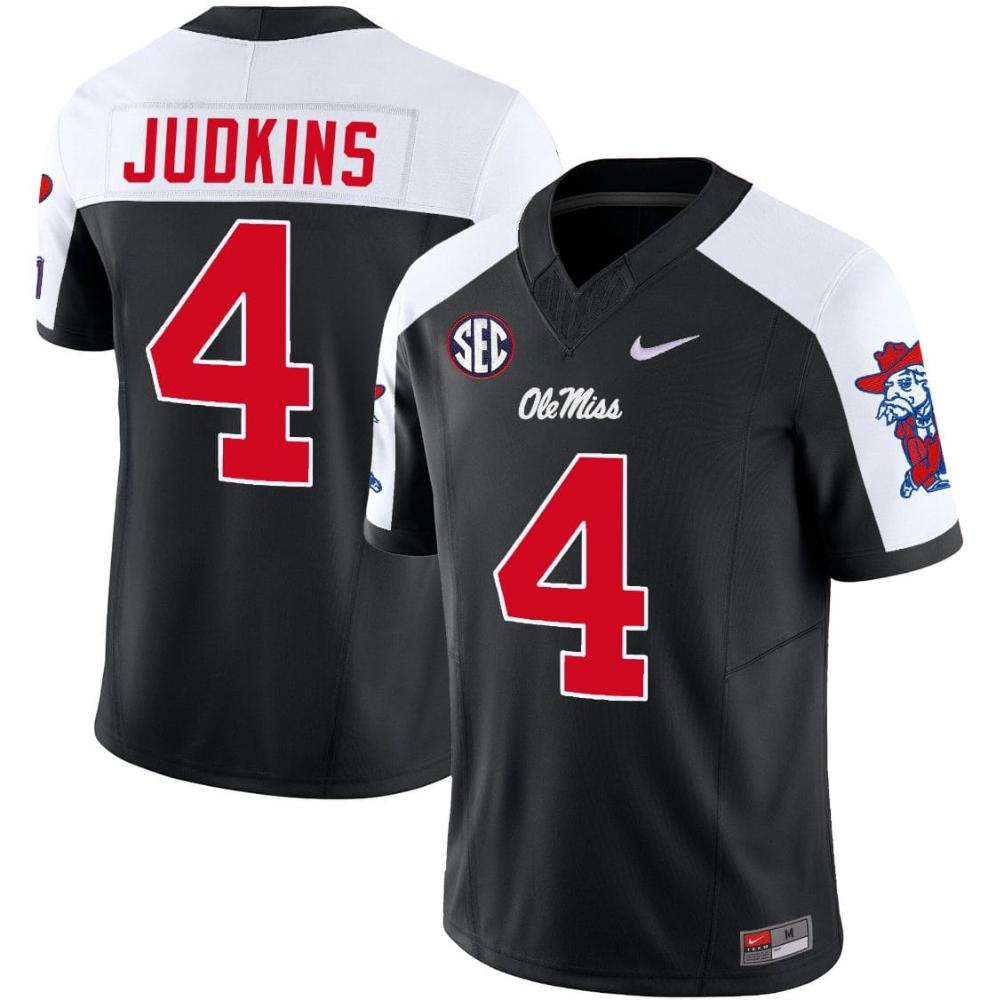Mens Quinshon Judkins Jersey 4 Ole Miss Rebels Football Vapor Limited Black
