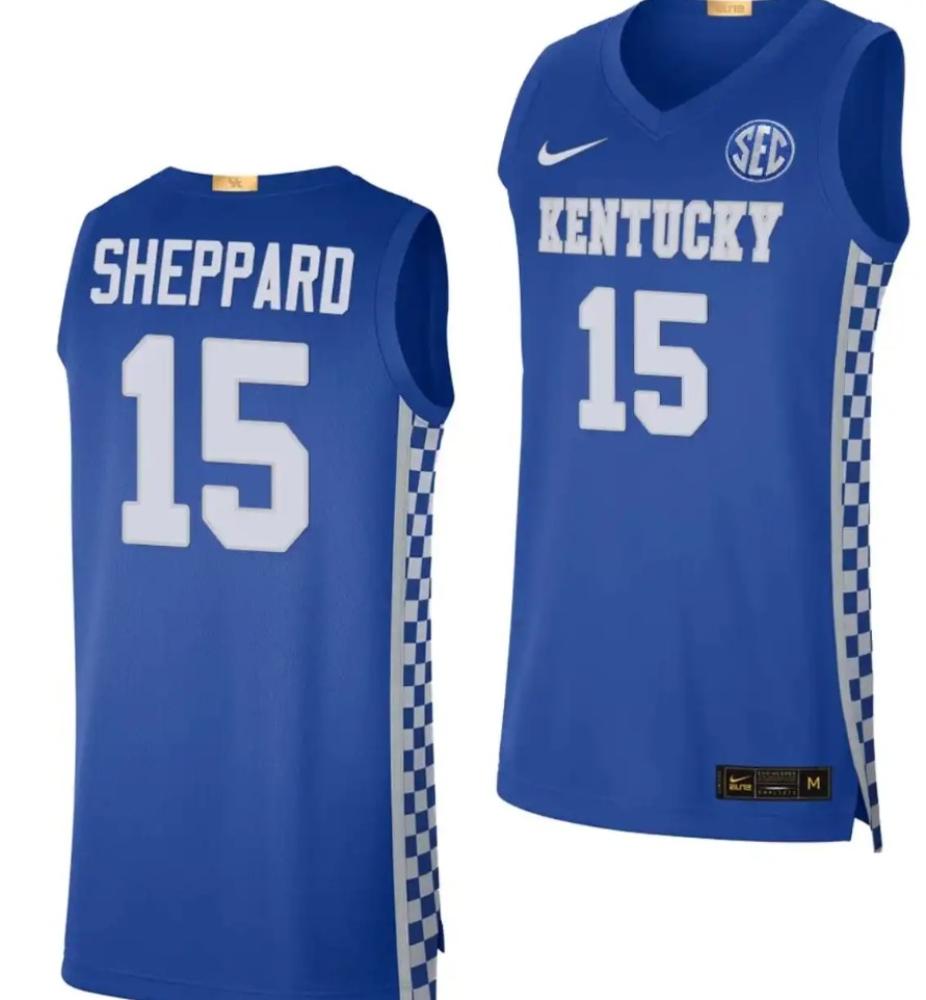 Mens Reed Sheppard Jersey 15 Kentucky Wildcats Limited College Basketball Blue