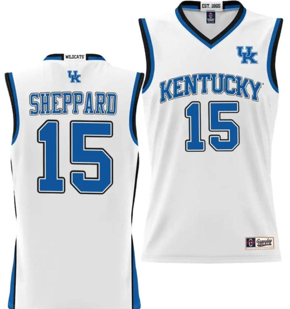 Mens Reed Sheppard Jersey 15 Kentucky Wildcats Nil Basketball White