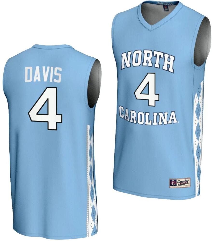 Mens Rj Davis Jersey 4 Unc Tar Heels Basketball Lightweight Blue