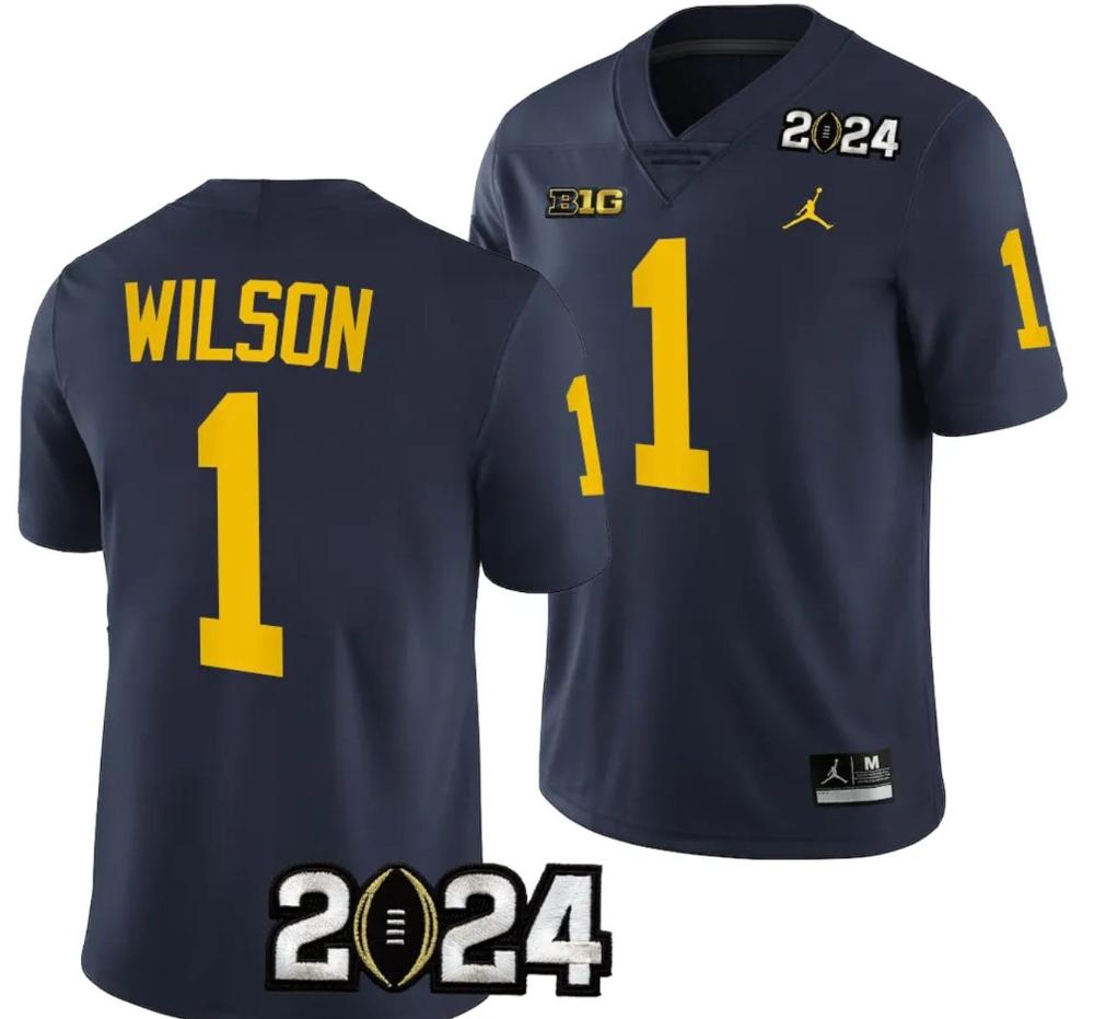 Mens Roman Wilson Jersey 1 Michigan Wolverines 2024 Football National Champio