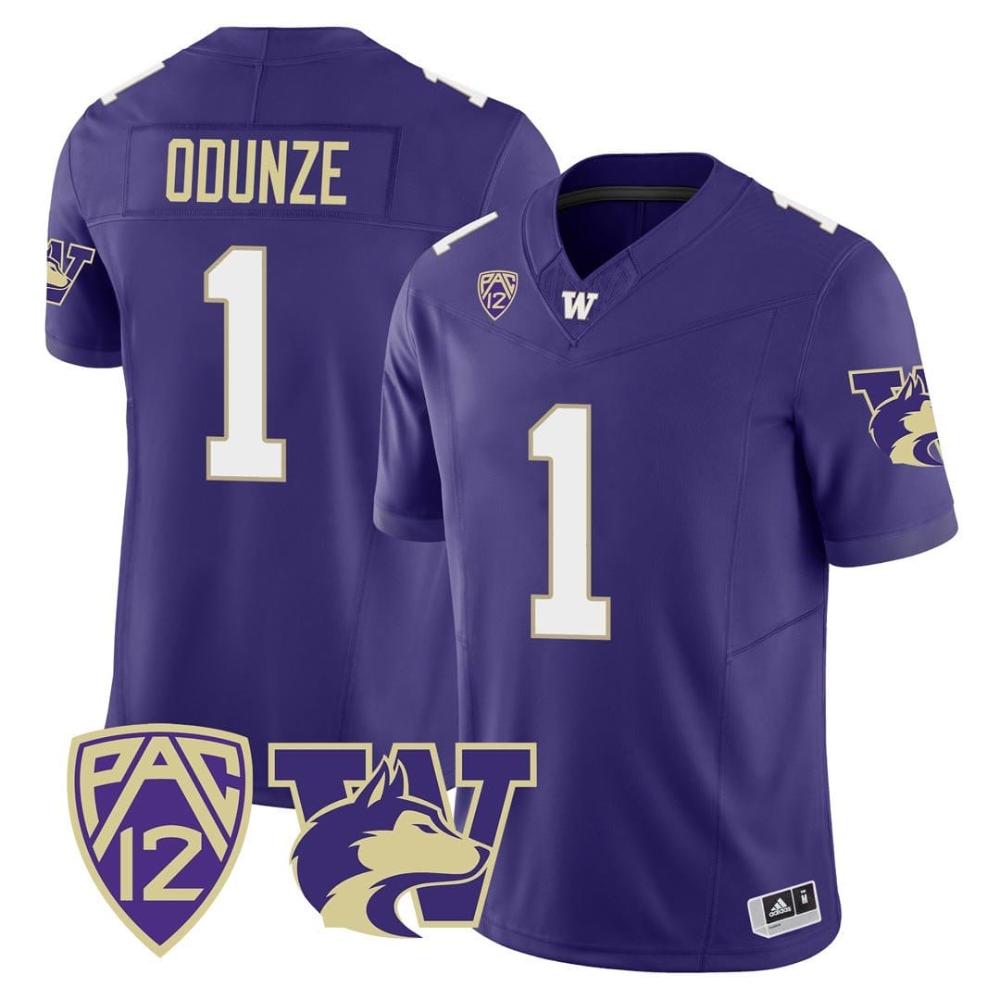 Mens Rome Odunze Jersey 1 Washington Huskies Logo Patch Football Stitched