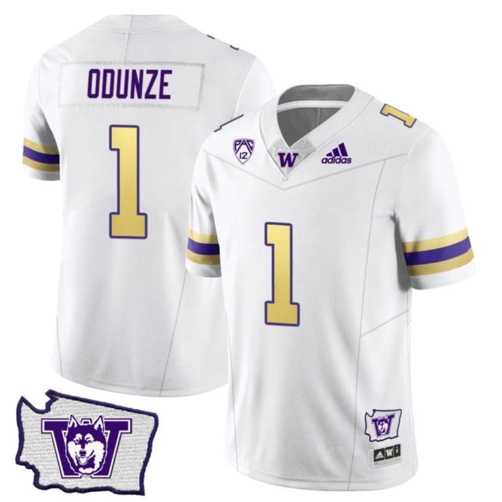 Mens Rome Odunze Jersey 1 Washington Huskies Washington Map Patch Football Hu