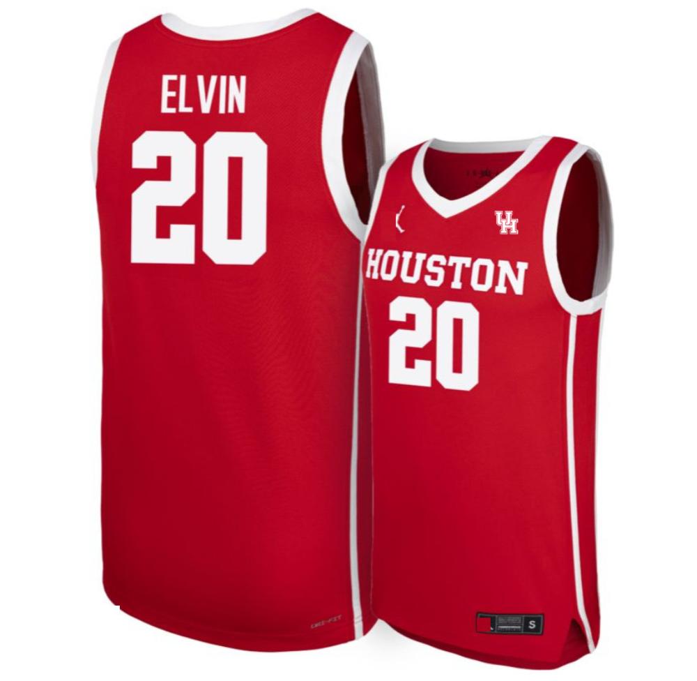 Mens Ryan Elvin 20 Ncaa Houston Cougars Basketball Replica Jersey Red