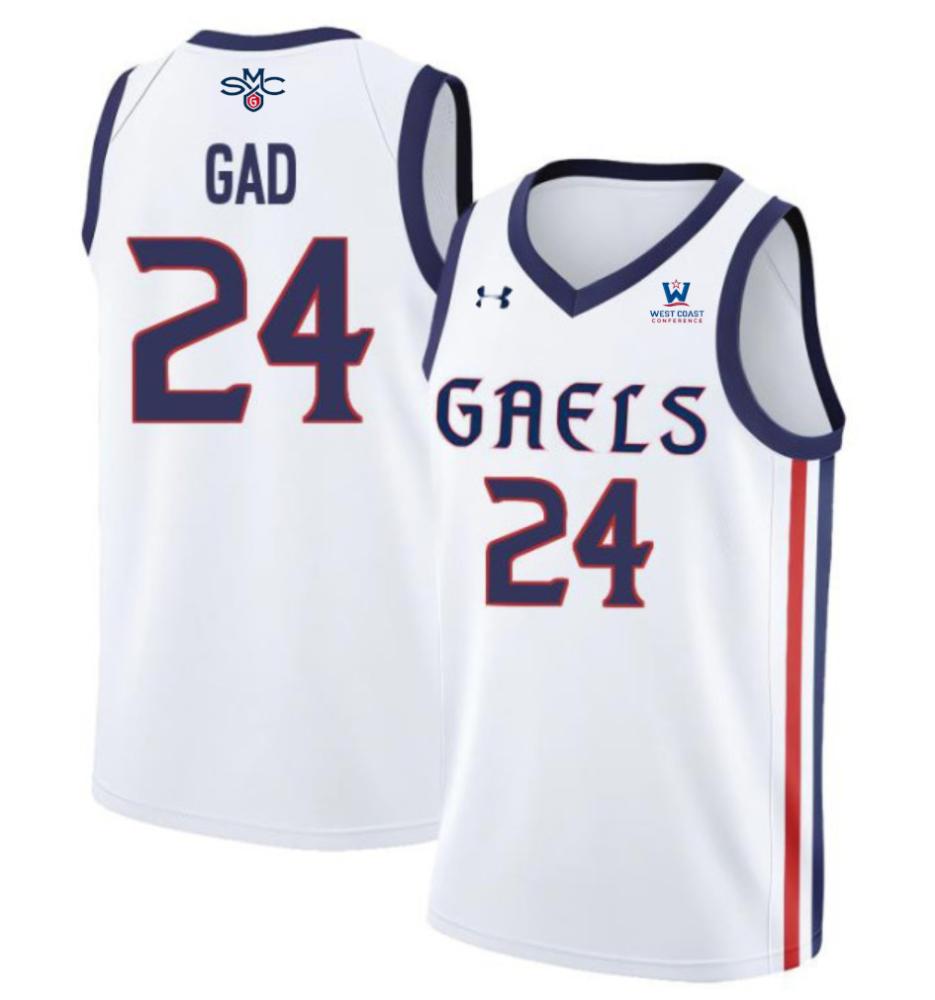 Mens Saint Marys Gaels 24 Kevin Gad Jersey 2024 College Basketball White