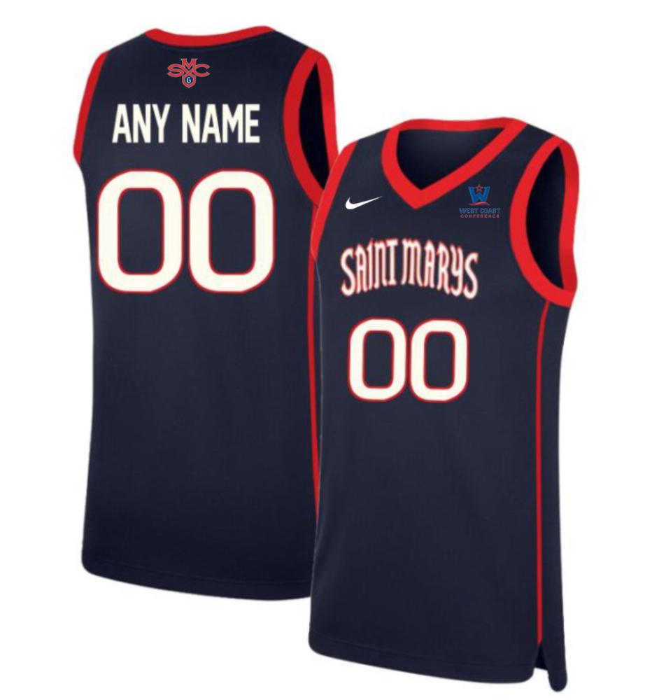 Mens Saint Marys Gaels Custom Rosters Name And Number Basketball Jersey Navy