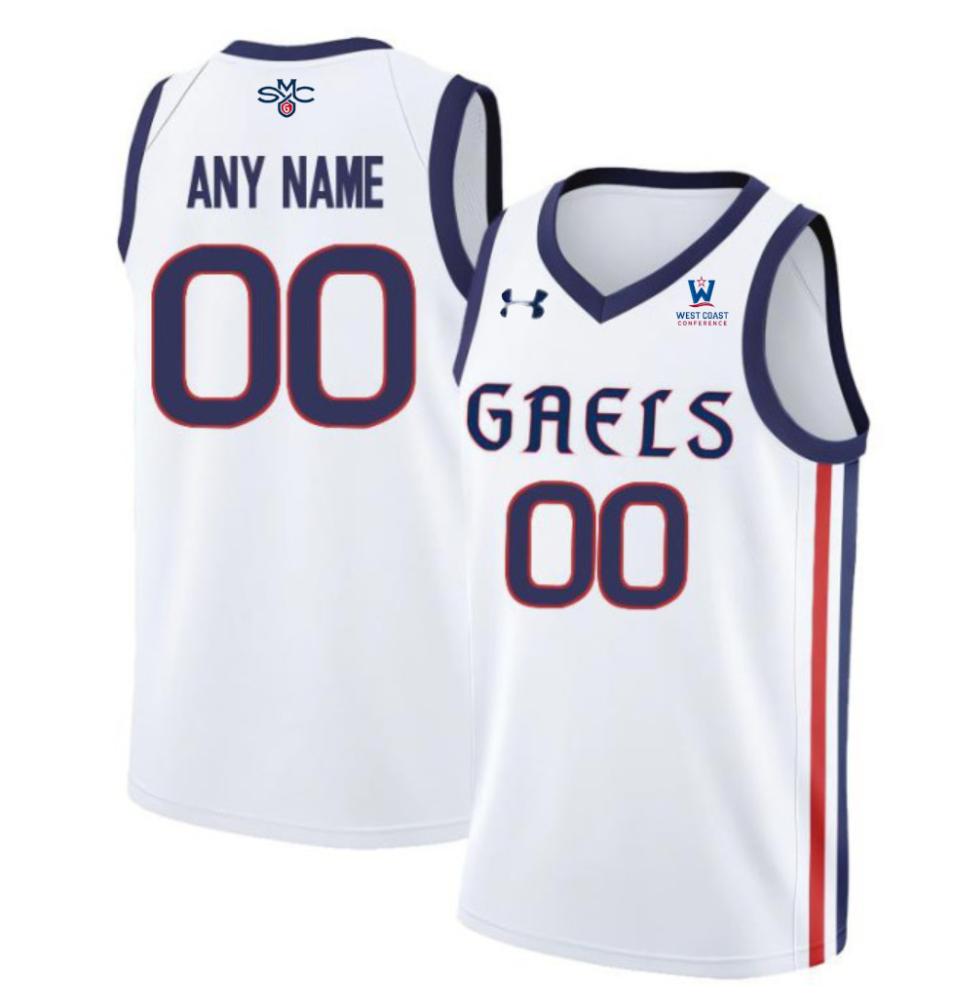 Mens Saint Marys Gaels Custom Rosters Name And Number Basketball Jersey White
