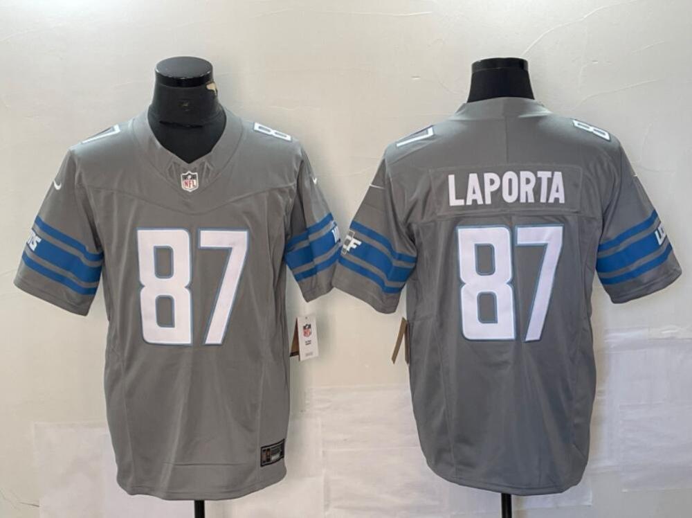 Mens Sam Laporta 87 Lions Limited Jersey Gray New Year Gift