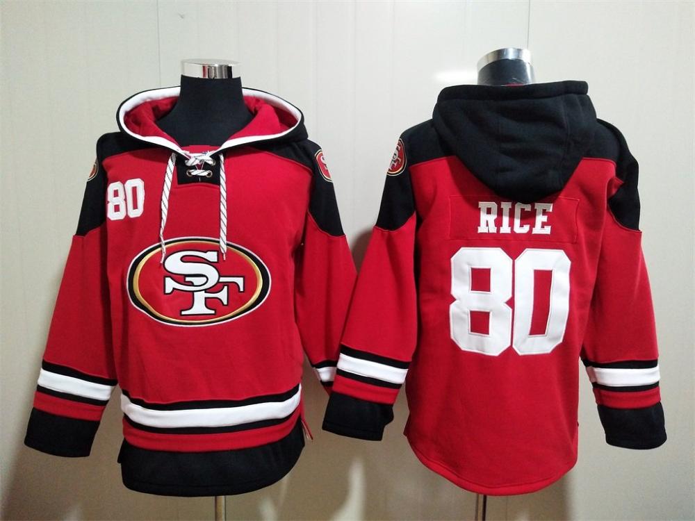 Mens San Francisco 49ers 80 Jerry Rice Pullover Hoodies