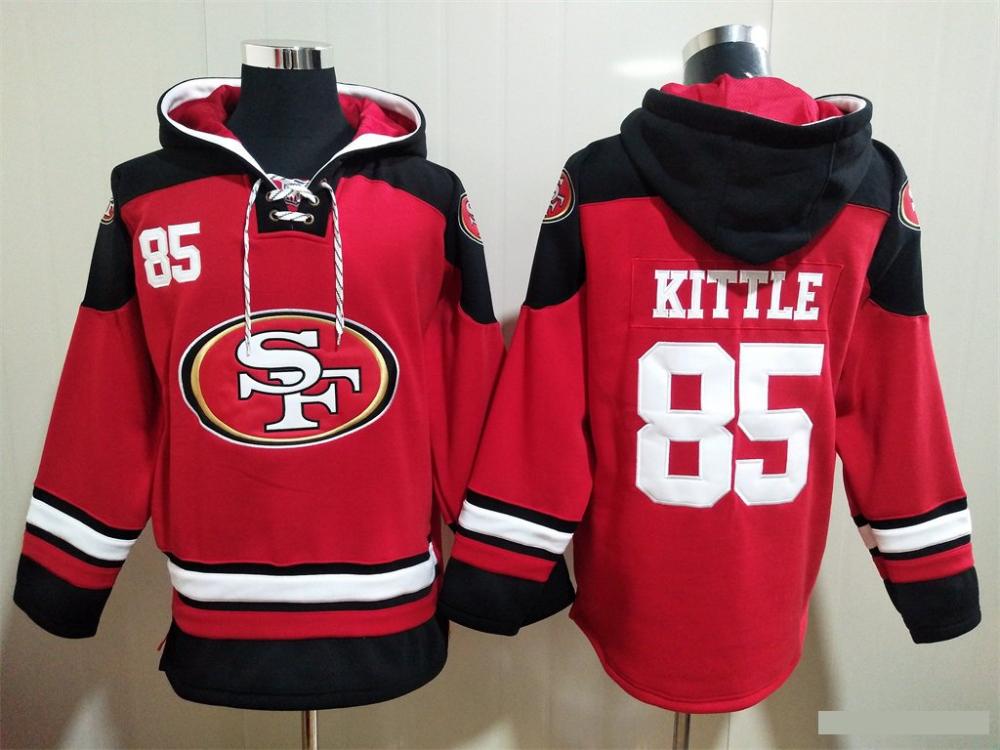 Mens San Francisco 49ers 85 George Kittle Pullover Hoodies