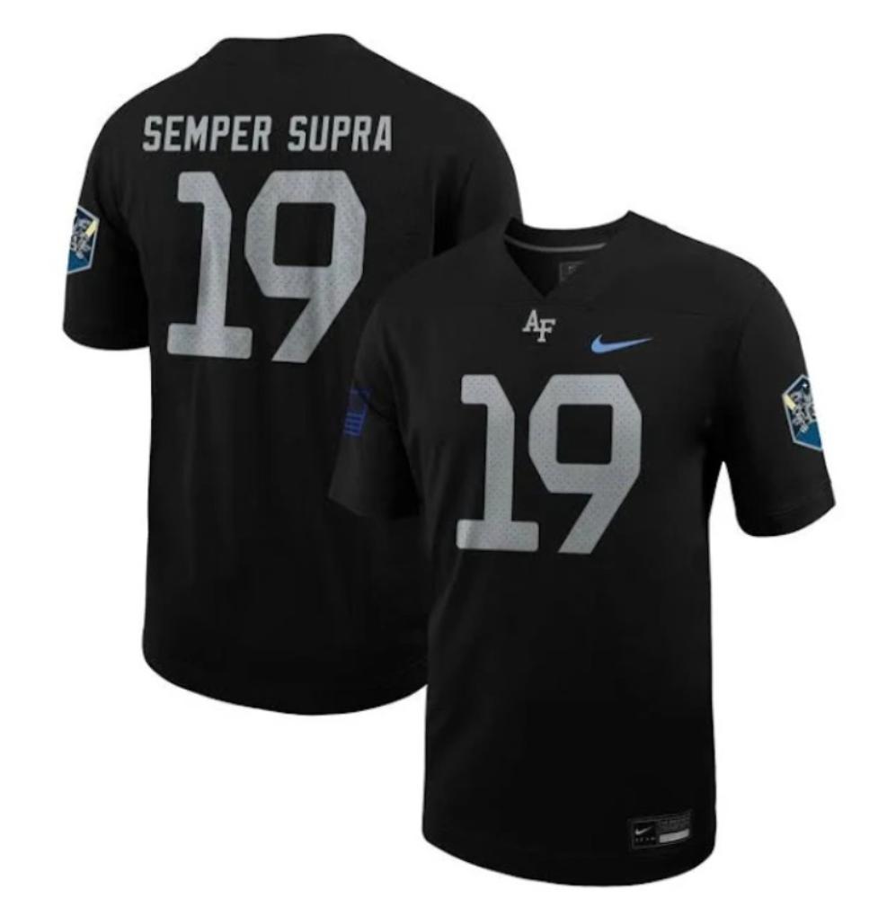Mens Semper Supra 19 Black Air Force Falcons Football Jersey Black