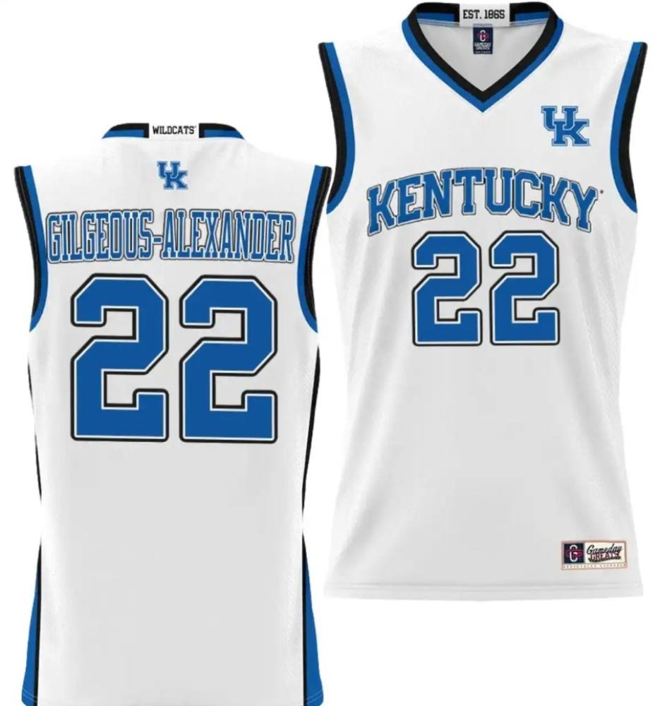 Mens Shai Gilgeous Alexander Jersey 22 Kentucky Wildcats Basketball White