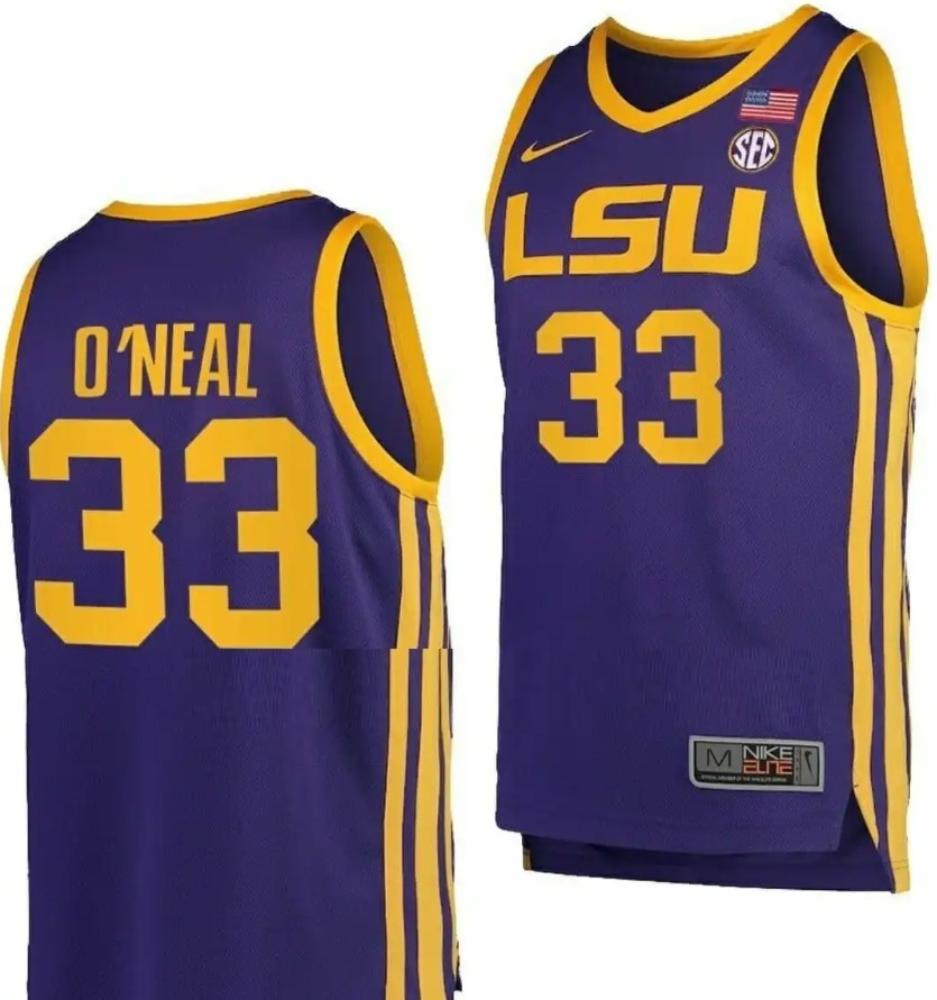 Mens Shaquille Oneal Jersey Lsu Tigers College Basketball Purple 33