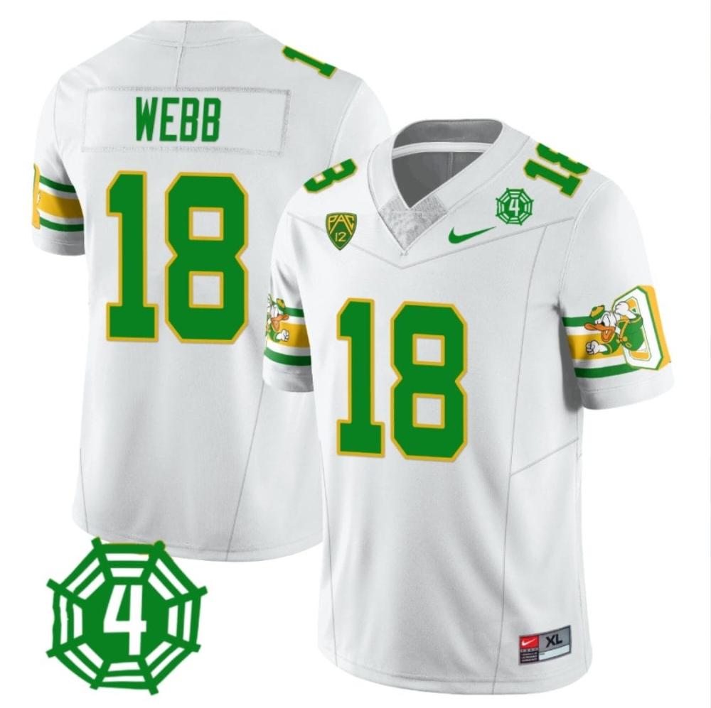 Mens Spencer Webb Jersey 18 Oregon Ducks Honor Spencer Webb Patch Football Wh