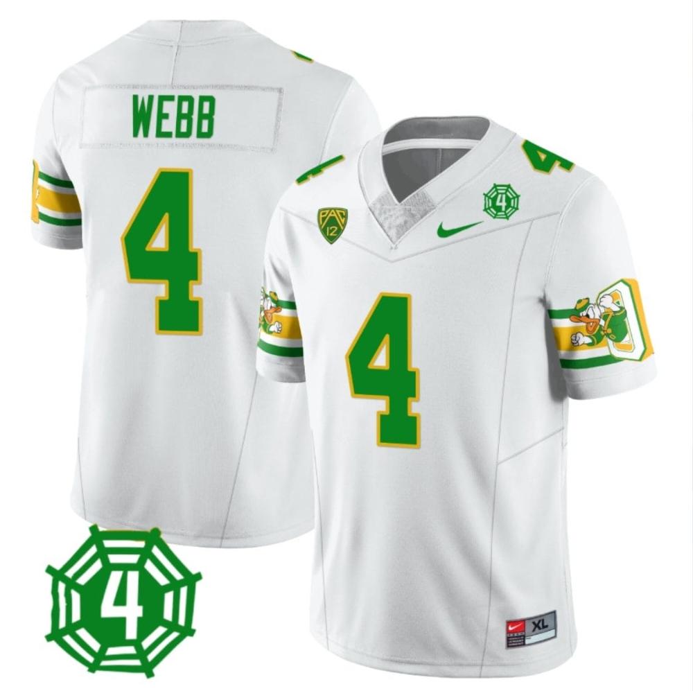 Mens Spencer Webb Jersey 4 Oregon Ducks Honor Spencer Webb Patch Football Whi