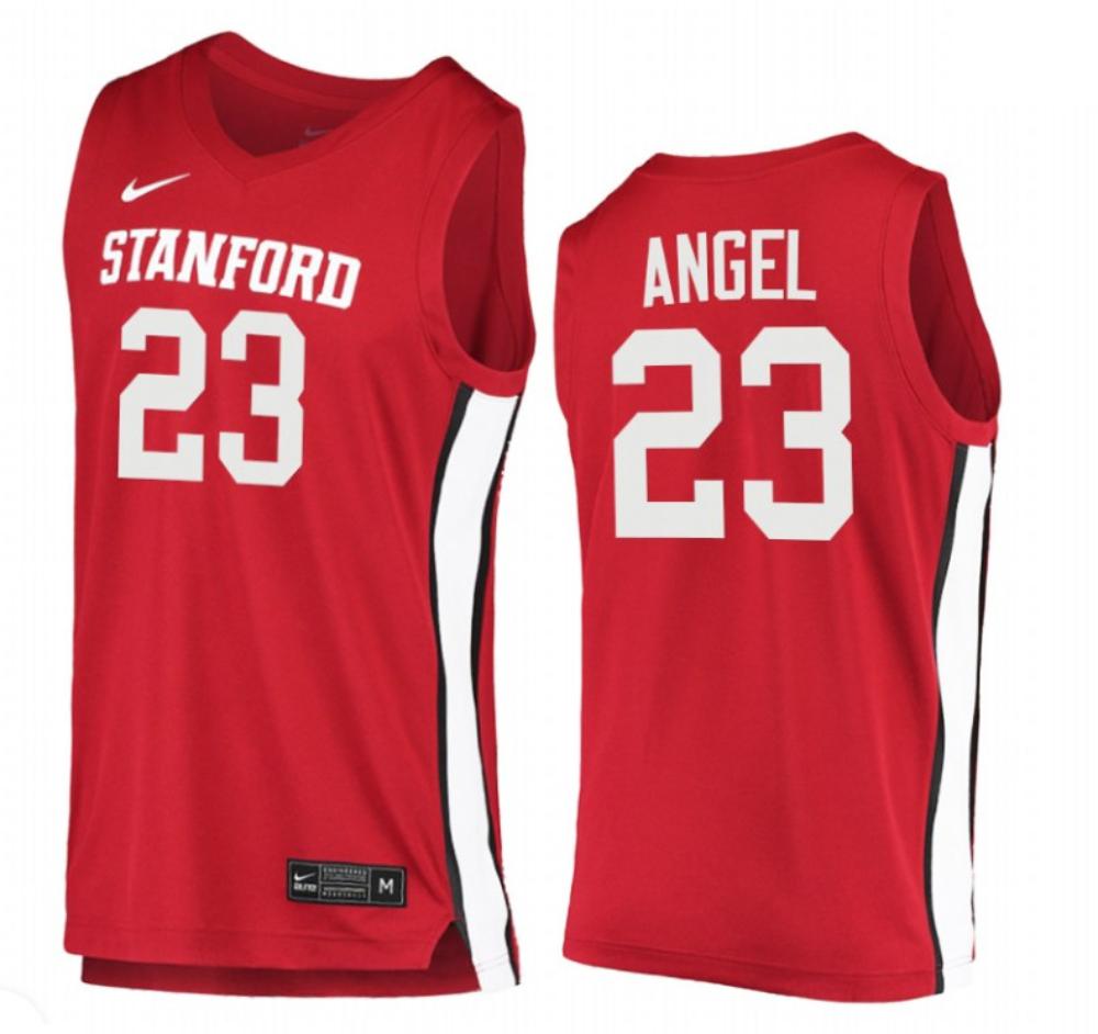 Mens Stanford Cardinal Brandon Angel 23 College Basketball Jersey Red Stitched