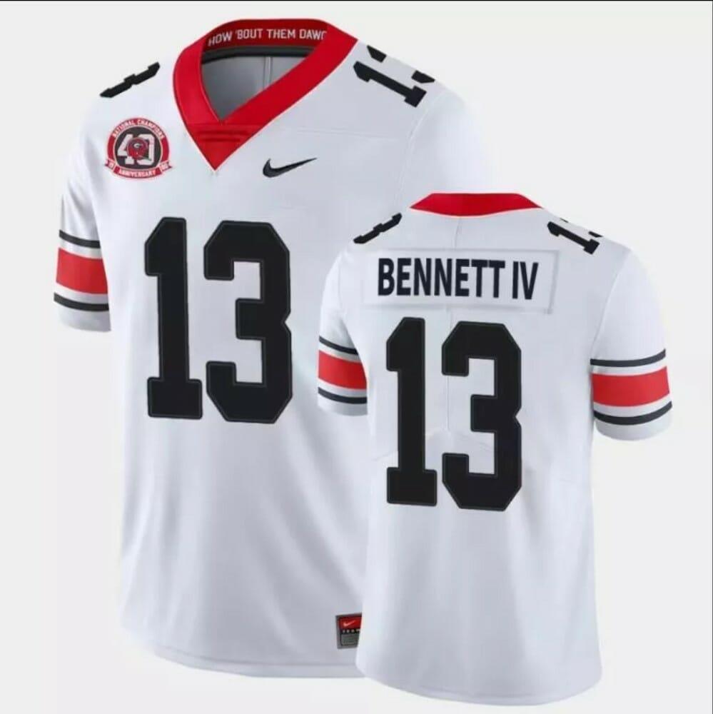 Mens Stetson Bennett Iv Jersey Uga 13 Game College 40th Anniversary White