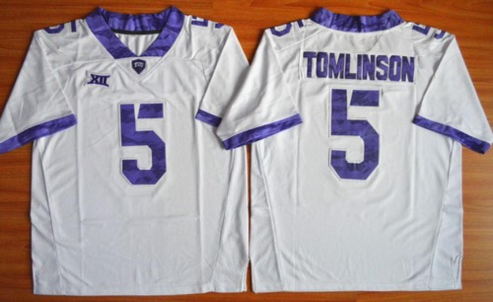 Mens Tcu Horned Frogs 5 Ladainian Tomlinson Ncaa Jersey White