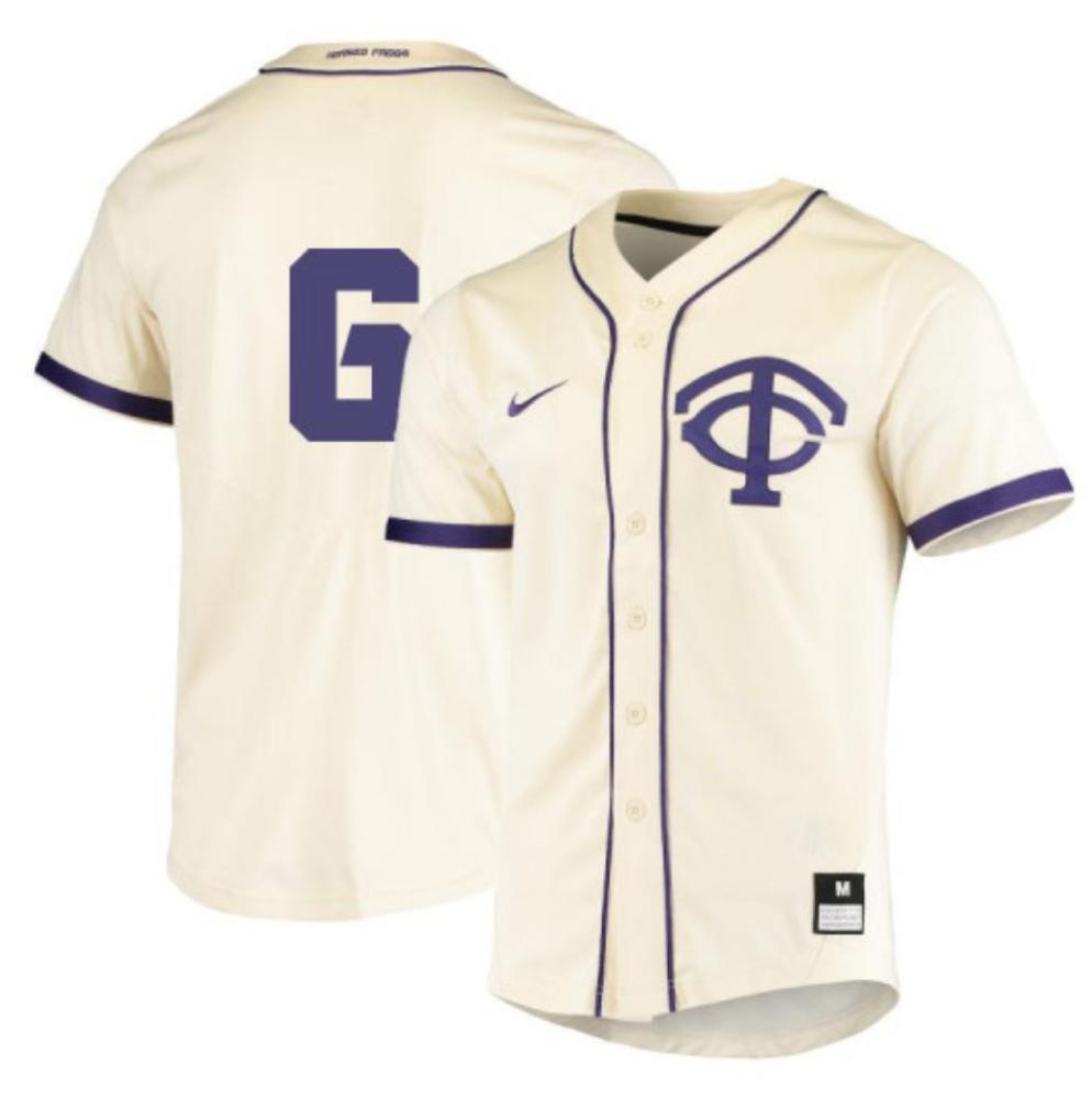 Mens Tcu Horned Frogs 6 Authentic Hunter Wolfe Alumni Jersey   Cream