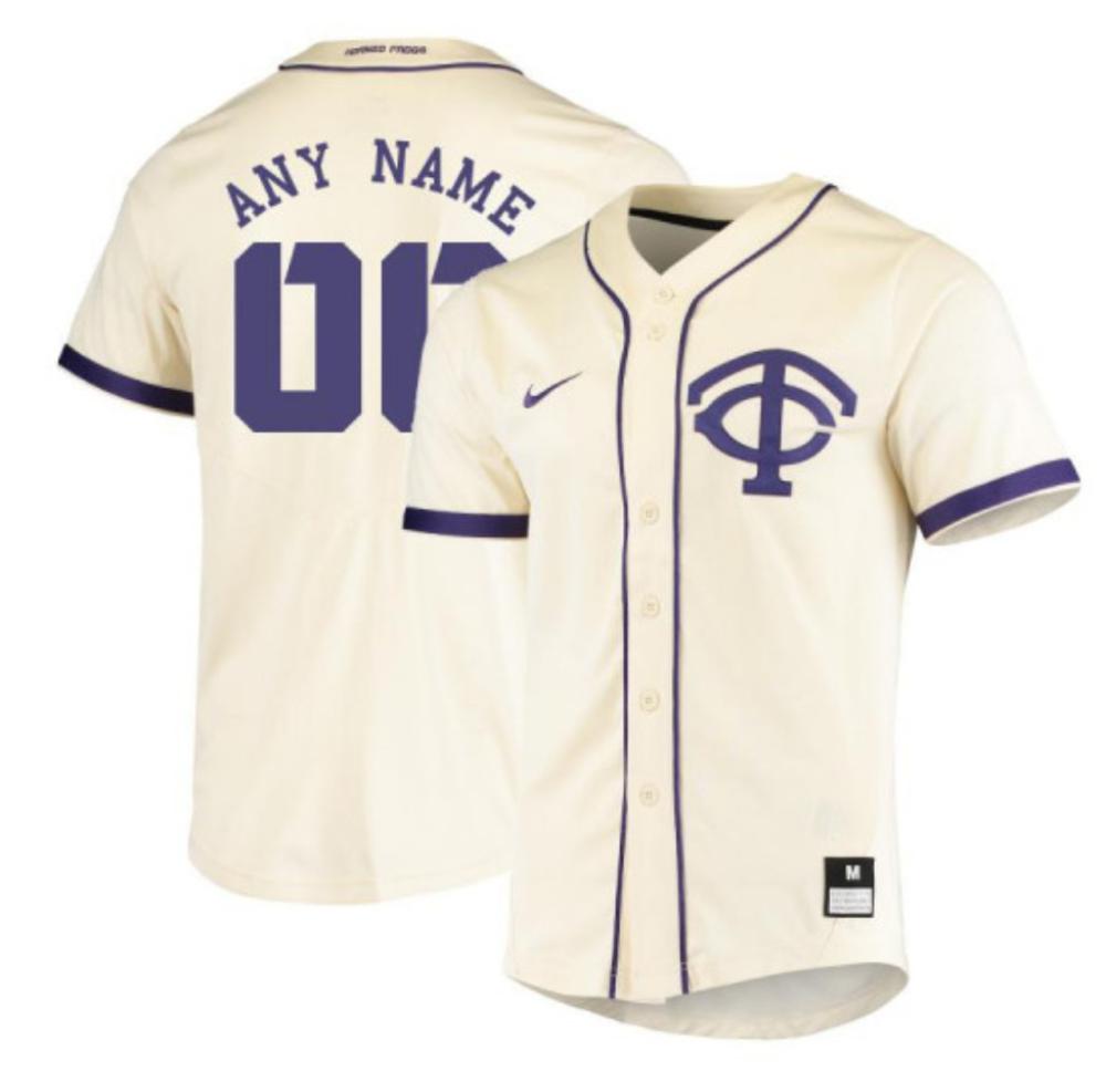 Mens Tcu Horned Frogs Authentic Custom Baseball Jersey Cream