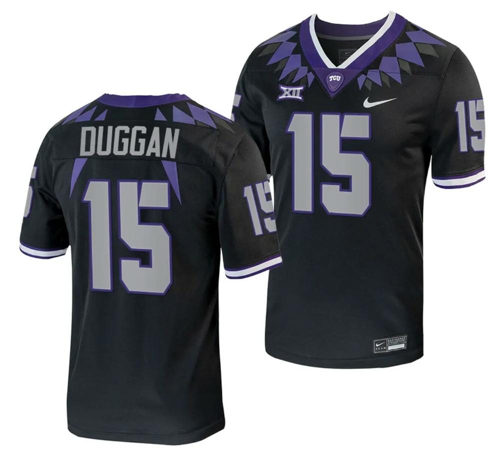 Mens Tcu Horned Frogs Max Duggan Jersey Alternate College Black Replica 15