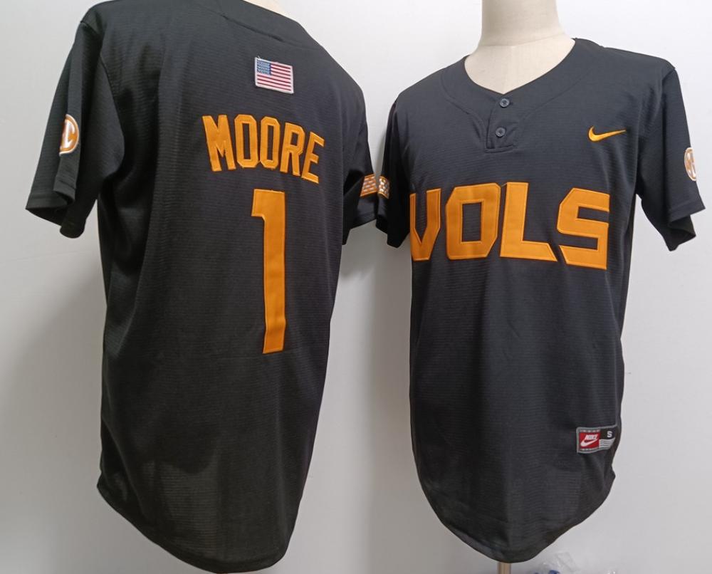 Mens Tennessee Volunteers 1 Christian Moore Black Jersey