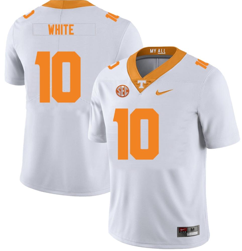 Mens Tennessee Volunteers 10 Squirrel White Jersey College Football New White