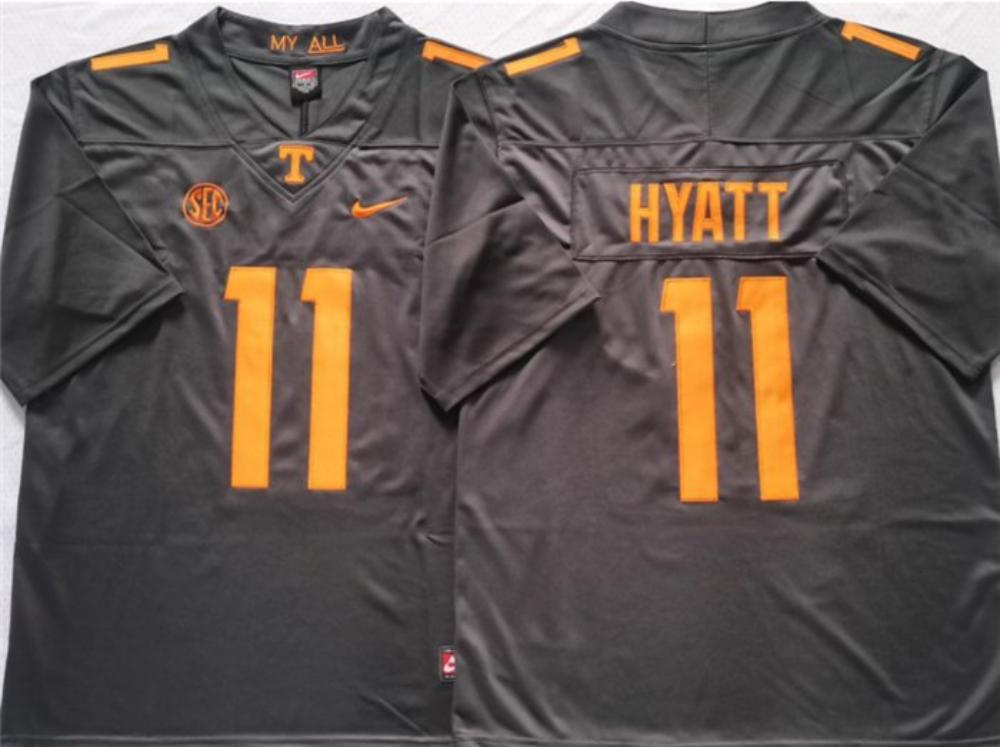 Mens Tennessee Volunteers 11 Hyatt Black Stitched Jersey