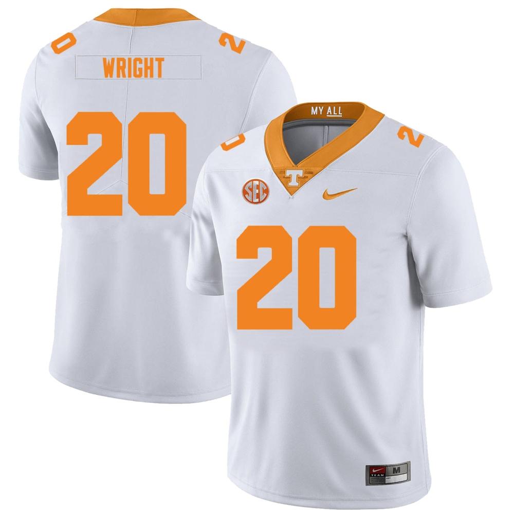 Mens Tennessee Volunteers 20 Jaylen Wright Jersey College New White