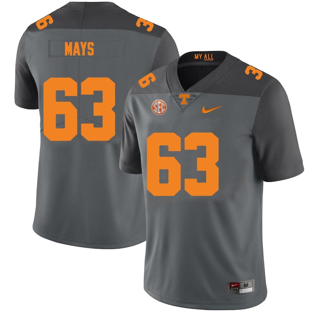 Mens Tennessee Volunteers 63 Cooper Mays Jersey College New Gray