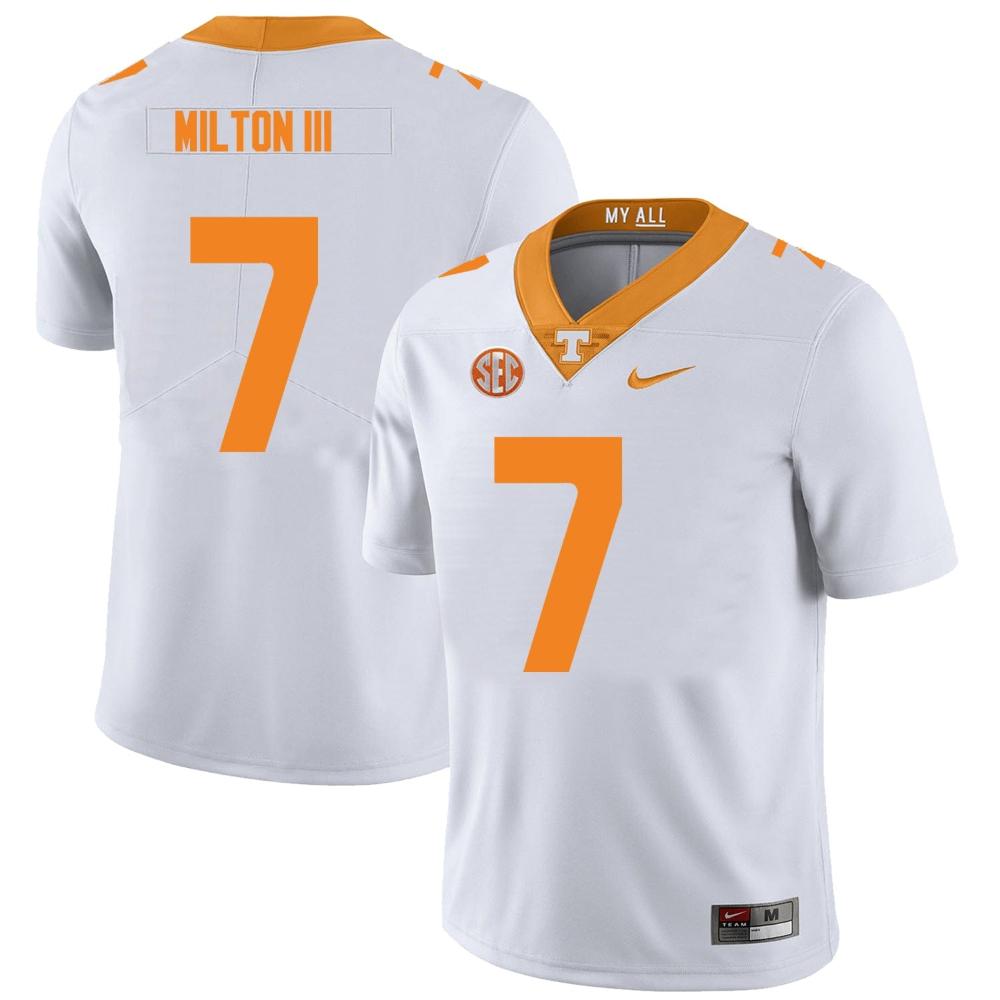Mens Tennessee Volunteers 7 Joe Milton Iii Jersey College White