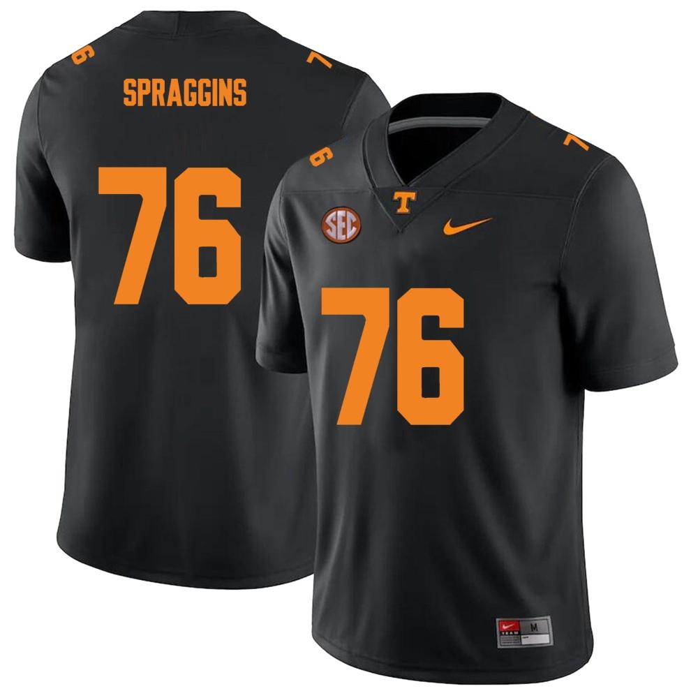 Mens Tennessee Volunteers 76 Javontez Spraggins Jersey College New Black