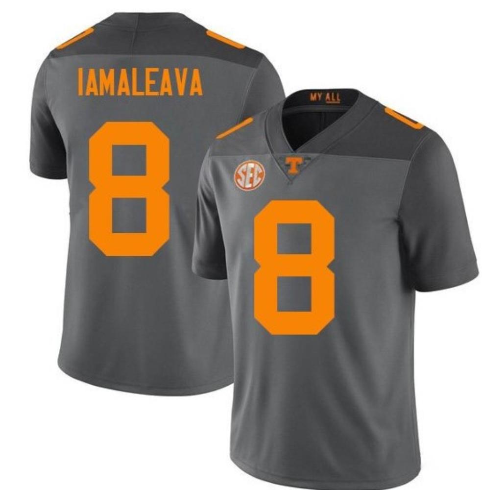 Mens Tennessee Volunteers 8 Nico Iamaleava Football Jersey Grey