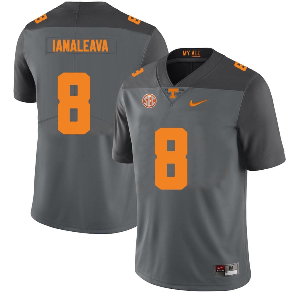 Mens Tennessee Volunteers 8 Nico Lamaleava Jersey College Gray