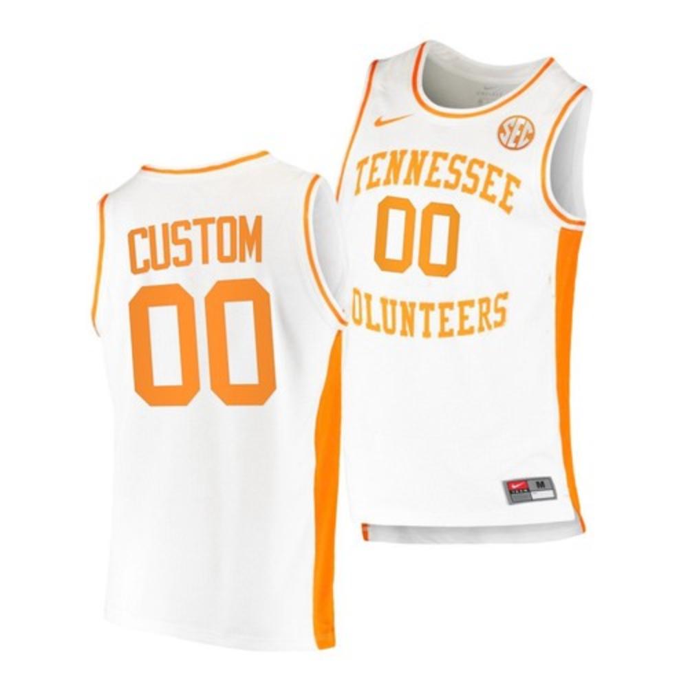 Mens Tennessee Volunteers Custom White 2021 College Basketball Jersey