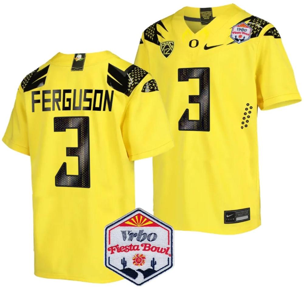 Mens Terrance Ferguson Jersey 3 Oregon Ducks Fiesta Bowl Patch 2024 Football