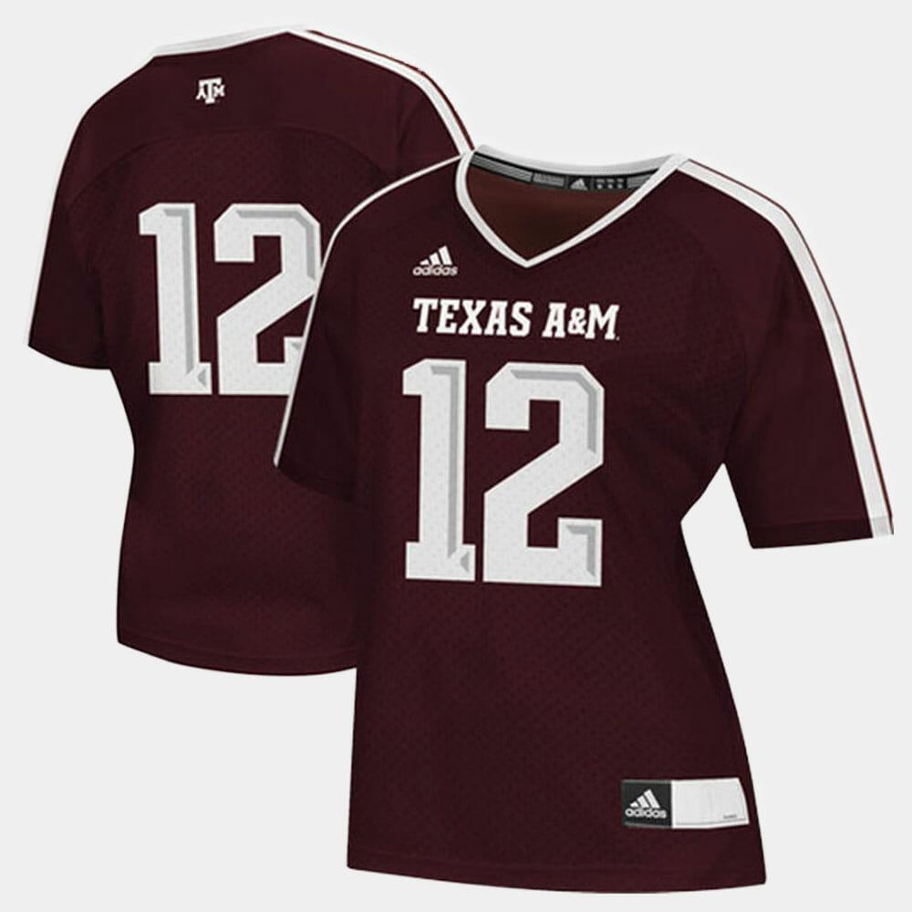 Mens Texas Am Aggies 12 College Maroon Jersey
